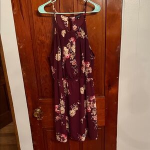 Zenobia Floral Midi Dress - Burgundy and Cream